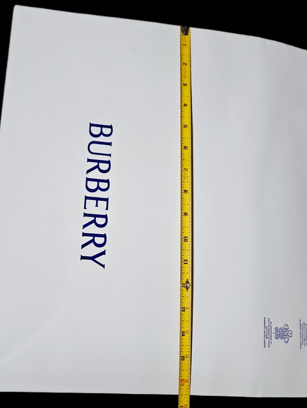 NEW Burberry XL White Blue Paper Shopping Bag 16.5" Gift Tote Handbag Storage - Picture 14 of 15